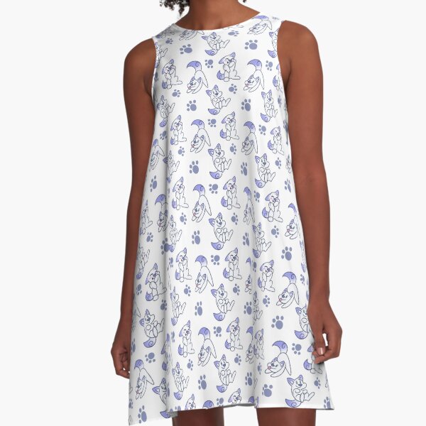 Scribble Kibble Puppy Pattern - White A-Line Dress