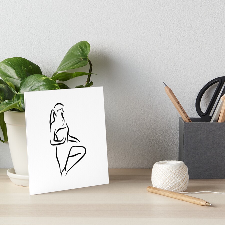 Classy Lady Line Drawing Art Board Print
