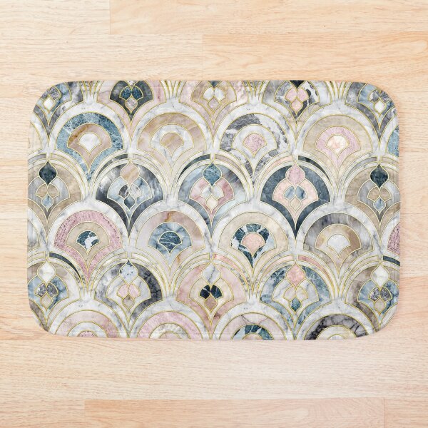 Art Deco Marble Tiles in Soft Pastels Bath Mat