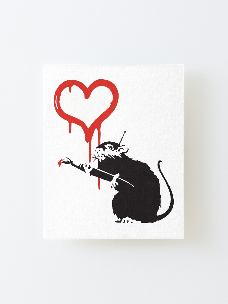 Banksy Hearts Rat With Remote Control Mind Control Graffiti Street Art With Banksy Signature Tag Mounted Print By Iresist Redbubble