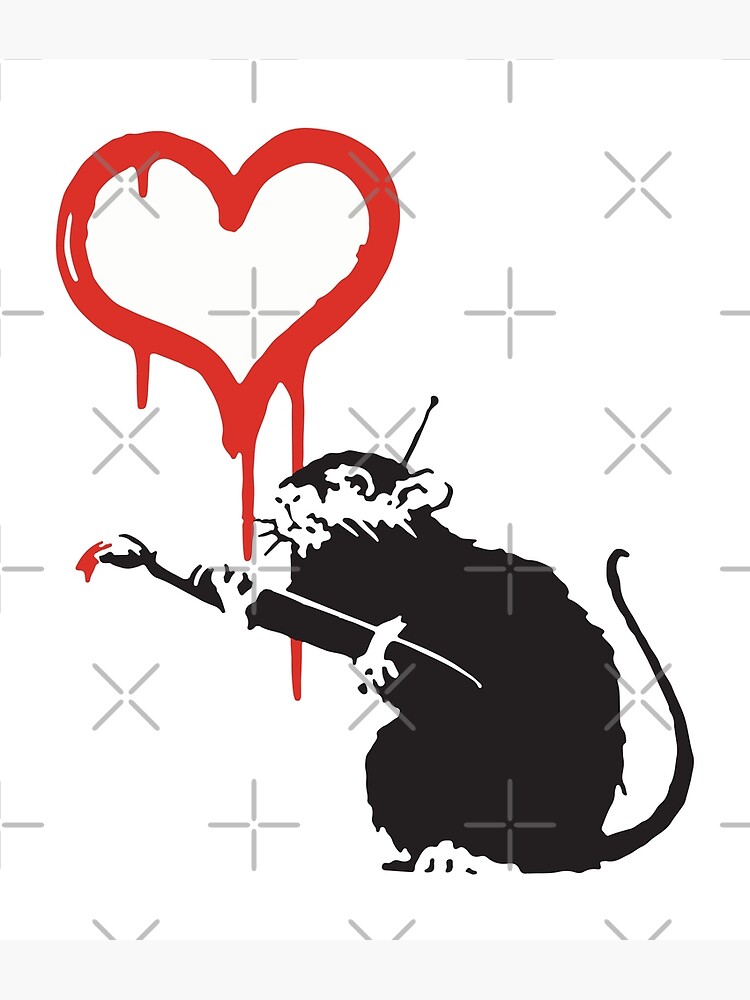 Banksy Hearts rat with remote control mind control Graffiti Street 