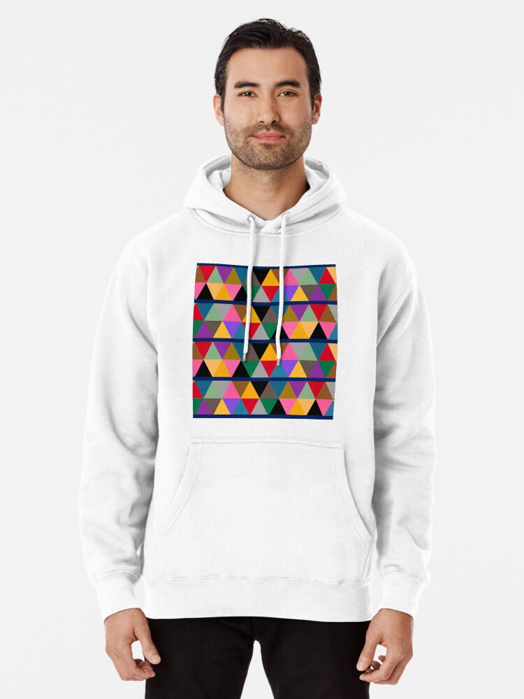 Geometric Bright Multi Colour Pattern Pullover Hoodie for Sale