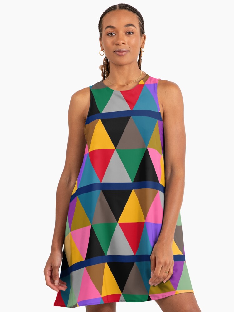 princess polly baby blue dress Geometric Bright Multi Colour Pattern 