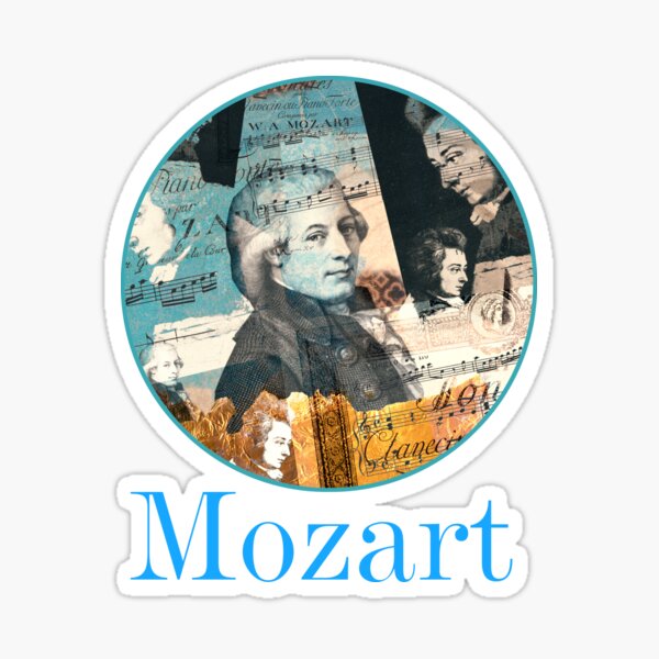 beautiful Wolfgang Amadeus Mozart portrait, famous composer Sticker