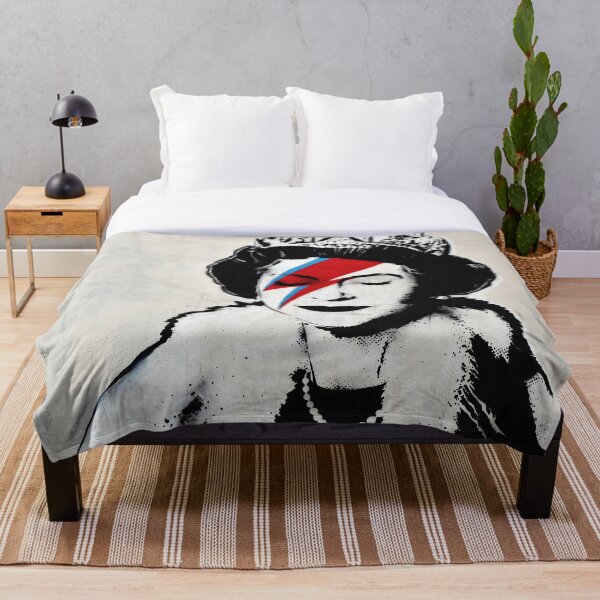 Banksy UK England Königin Elisabeth Rockband Gesicht Make-up Fleecedecke