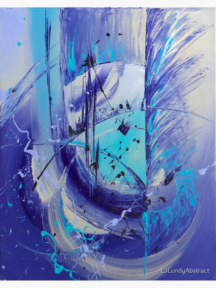 "Original Abstract Painting "When The Waves Crash" Modern Blue Abstract Art, Turquoise, Blue and