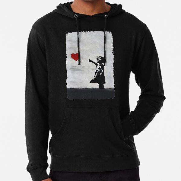 Banksy Girl with heart balloon graffiti ORIGINAL WALL street art HD HIGH QUALITY ONLINE STORE Lightweight Hoodie