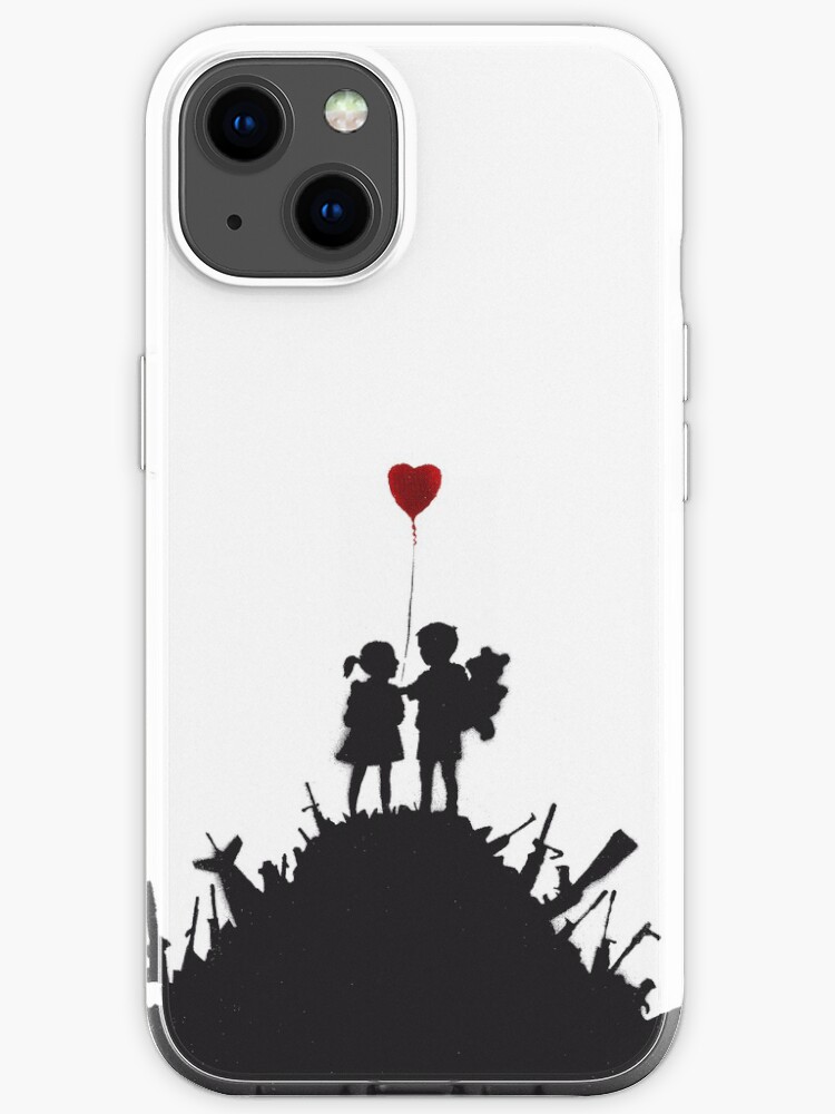 Banksy Graffiti Children Boy And Girl With Heart Balloon On A Pile Of Weapons Art For Kids Just A Platform Hd Iphone Case For Sale By Iresist Redbubble