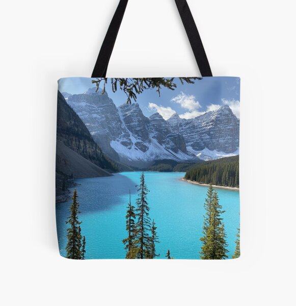 Moraine Lake Alberta Nighttime Stars Scene 100% Cotton Tote Bag, Reusable Canada Moraine Lake Alberta Nighttime Stars Scene 100% Cotton Tote Bag, Reusable Canada