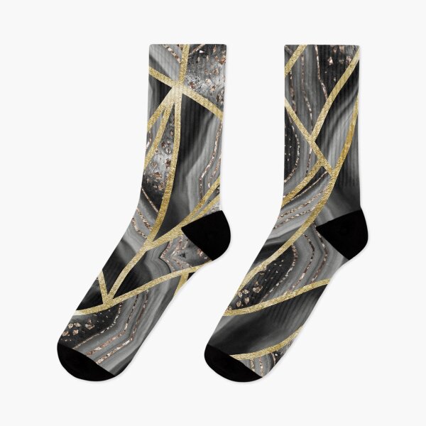 Artikelvorschau, Black Night Agate Gold Geometric Glam #1 (Foto nur mit Glitzer – nicht reflektierend) entworfen und verkauft von Anita's & Bella's Art.