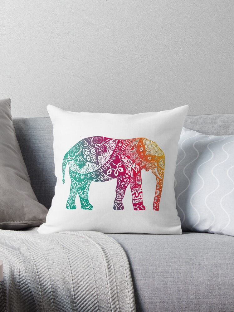 boho elephant throw pillow