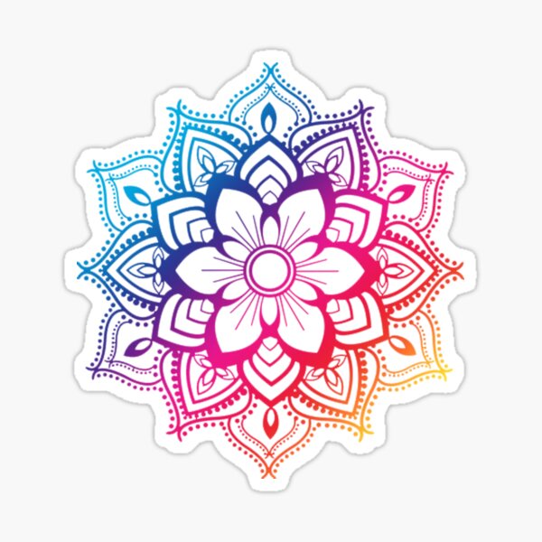  Beautiful Pink Red Orange Watercolor Mandala Flower Icon Vinyl  Decal Bumper Sticker (4 Wide)