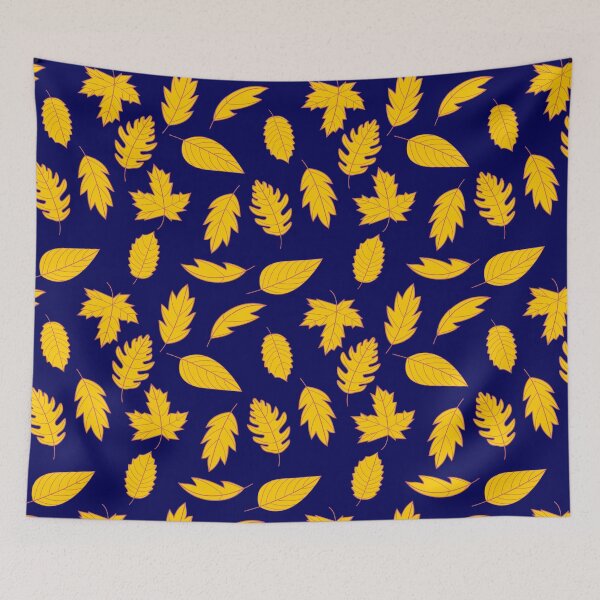 Item preview, Leaves Pattern - Mustard and Red on Navy designed and sold by A2Gretchen.