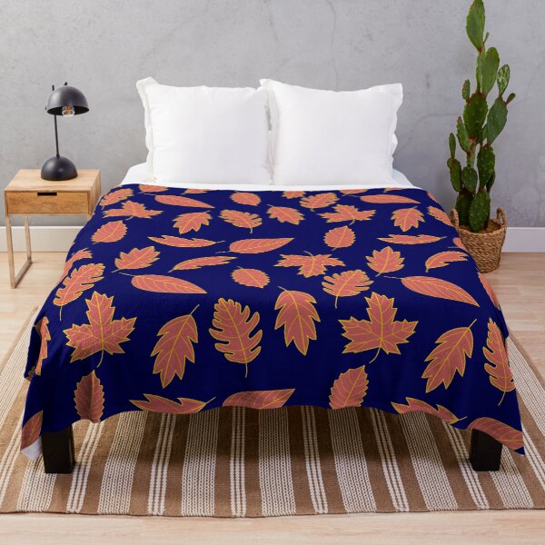 Item preview, Leaves Pattern - Red and Mustard on Navy designed and sold by A2Gretchen.