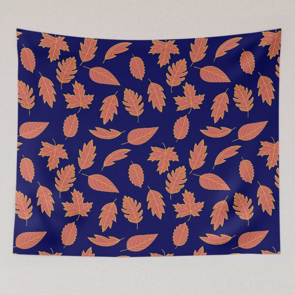 Item preview, Leaves Pattern - Red and Mustard on Navy designed and sold by A2Gretchen.