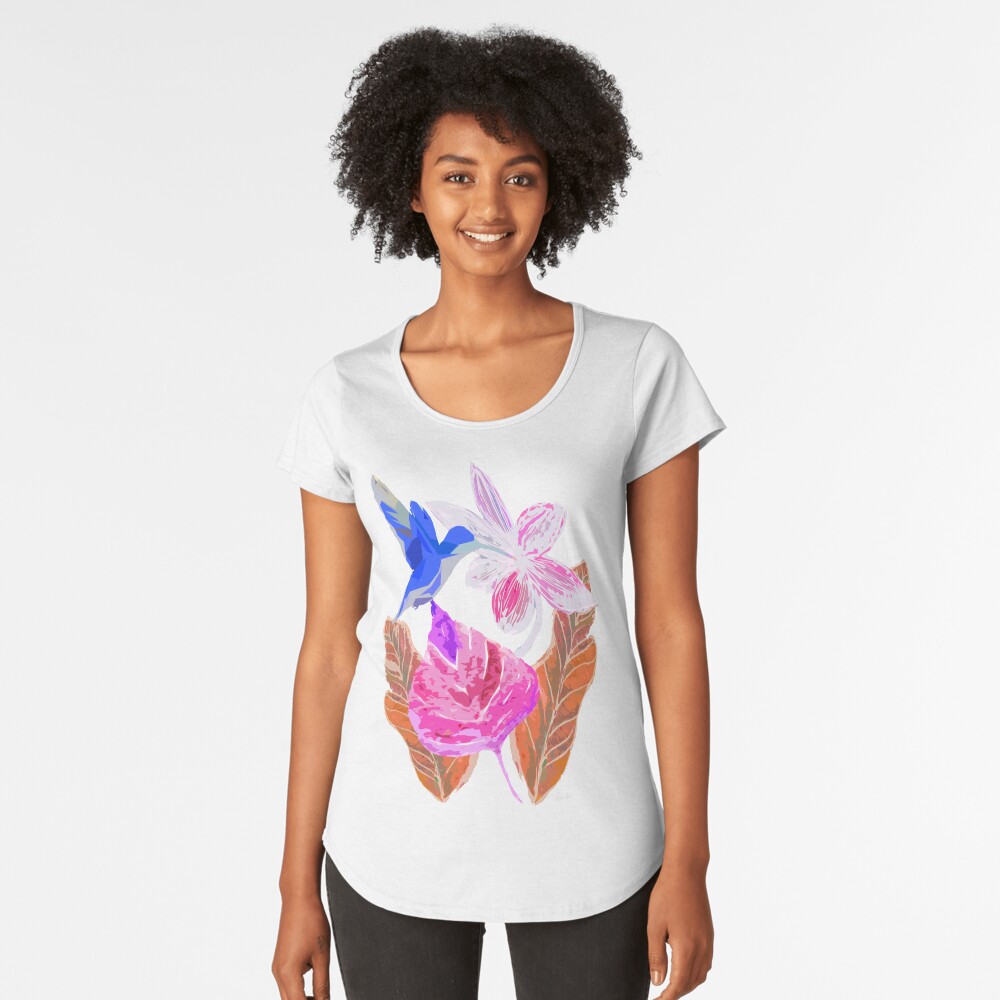 Kolibri und botanic Premium Rundhals-Shirt