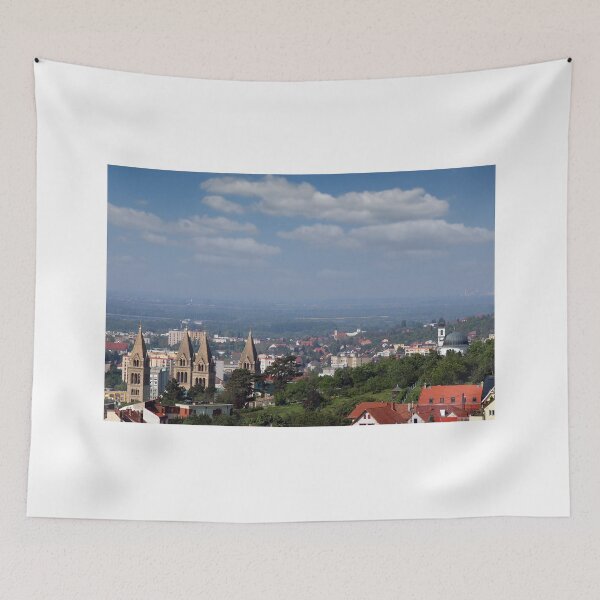 Item preview, The Cathedral of Pecs towers cityscape Pecs Hungary designed and sold by goceris.