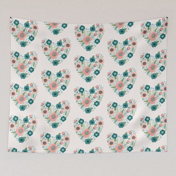 Item preview, Plant Lady Floral Pink Mint Heart Pastel Botanical Love designed and sold by ClassicalHollow.