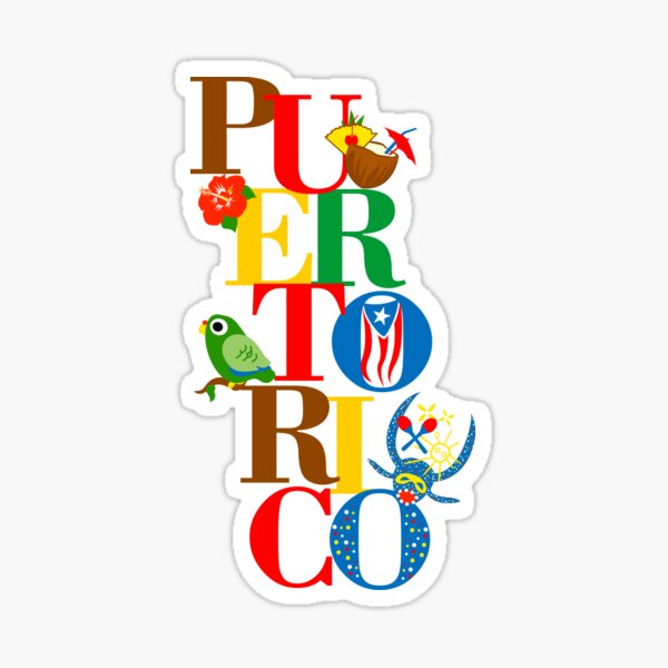 Puerto Rico Flag Parrot Vejigante Hibiscus Pina Colada Sticker