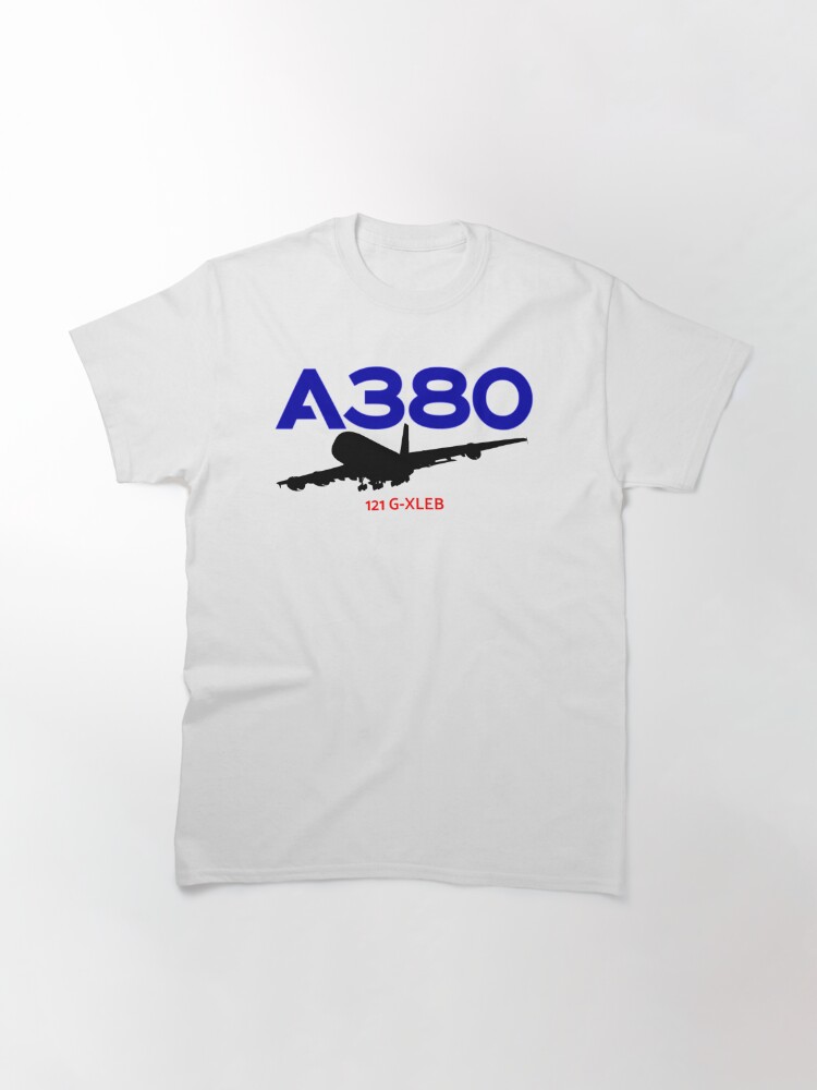 Thumbnail 2 of 7, Classic T-Shirt, Airbus A380 121 G-XLEB (Black)  designed and sold by AvGeekCentral.