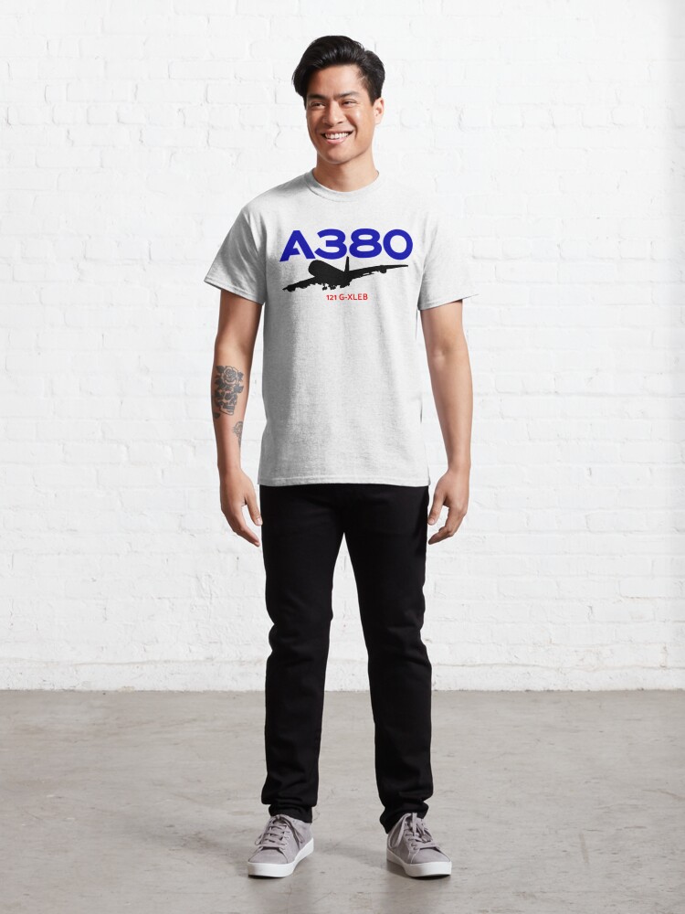 Thumbnail 3 of 7, Classic T-Shirt, Airbus A380 121 G-XLEB (Black)  designed and sold by AvGeekCentral.