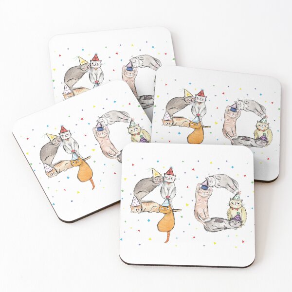 Item preview, 40th birthday cats - watercolour illustration designed and sold by HeidiBurton.