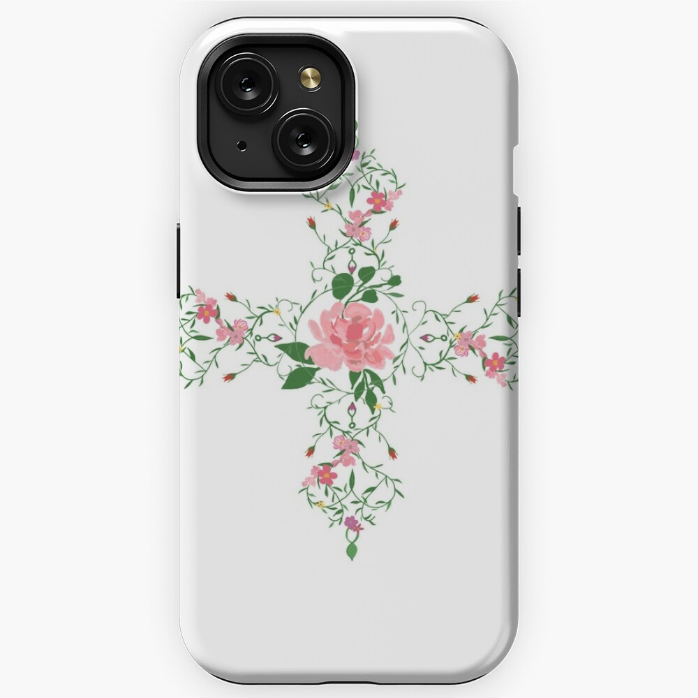 Cross Floral Houndstooth Square iPhone Case