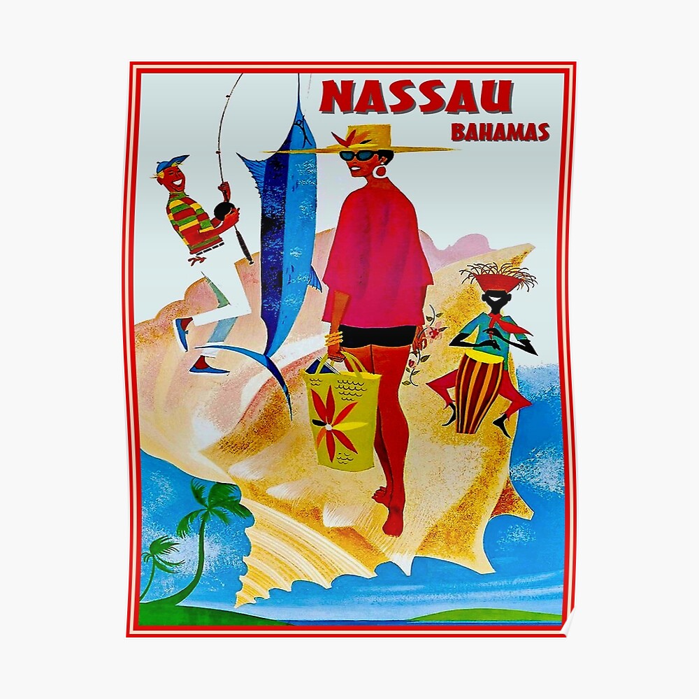 Bahamas Caribbean Nassau Vintage Travel Advertisement Art Poster Print 