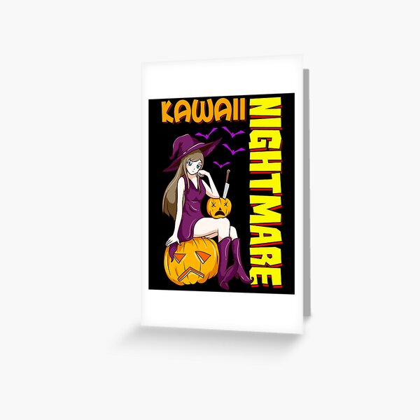 Kawaii Girl Halloween Anime Witch Waifu Greeting Card By Perfectpresents Redbubble