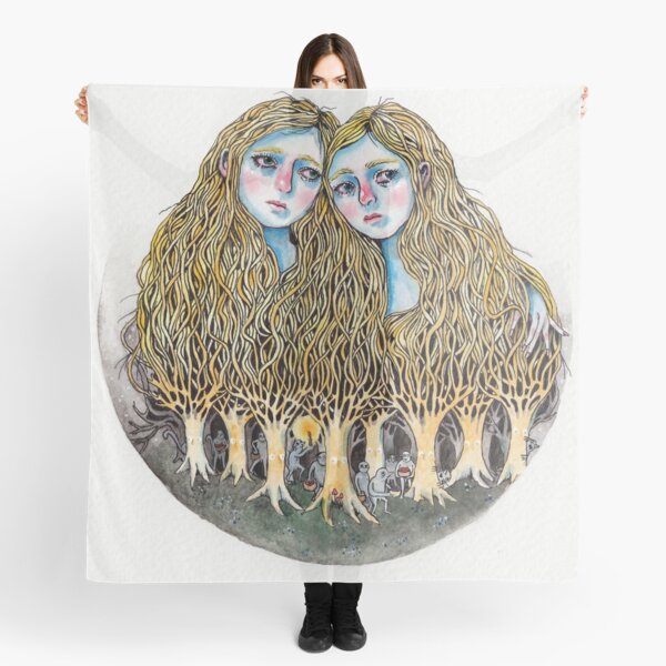 Goblin Market watercolour and ink illustration Scarf