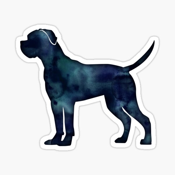 Cane Corso Dog Breed Silhouette Black Indigo Blue Watercolor Sticker