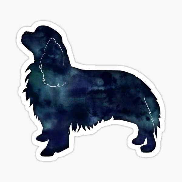 Cavalier King Charles Spaniel Dog Breed Silhouette Black Indigo Blue Watercolor Sticker