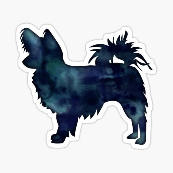 Item preview, Long Haired Chihuahua Dog Breed Silhouette Black Indigo Blue Watercolor designed and sold by TriPodDogDesign.