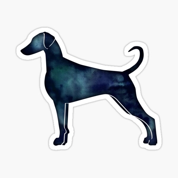 Doberman Pinscher Dog Breed Silhouette Black Indigo Blue Watercolor Sticker