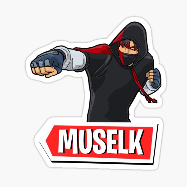 Muselk Punching Character with Red Logo Sticker