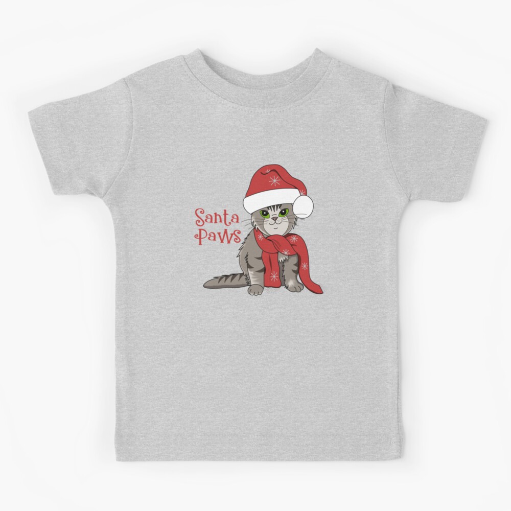 Santa Paws Cat Christmas Santa 1 Sale T-Shirt Redbubble for | by Kids Gsallicat Light Background