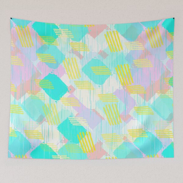 Item preview, 80’s Pop Pastels Geometric Pattern - Dashes and Squares designed and sold by Michelebuttons.