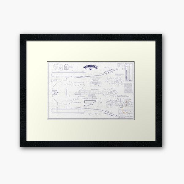Apitius Mandolin Blueprint Poster - Distressed Version Framed Art Print