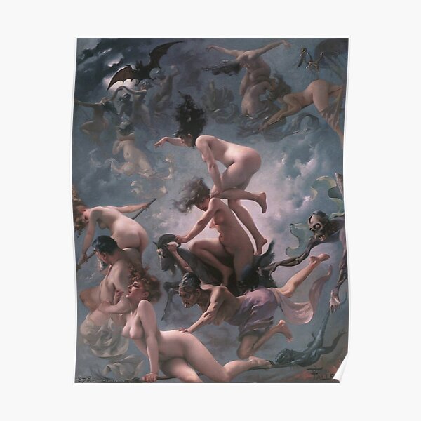 Luis Ricardo Falero - Witches going to their Sabbath (1878) #WitchesgoingtotheirSabbath #Witches #Sabbath #LuisRicardoFalero Poster