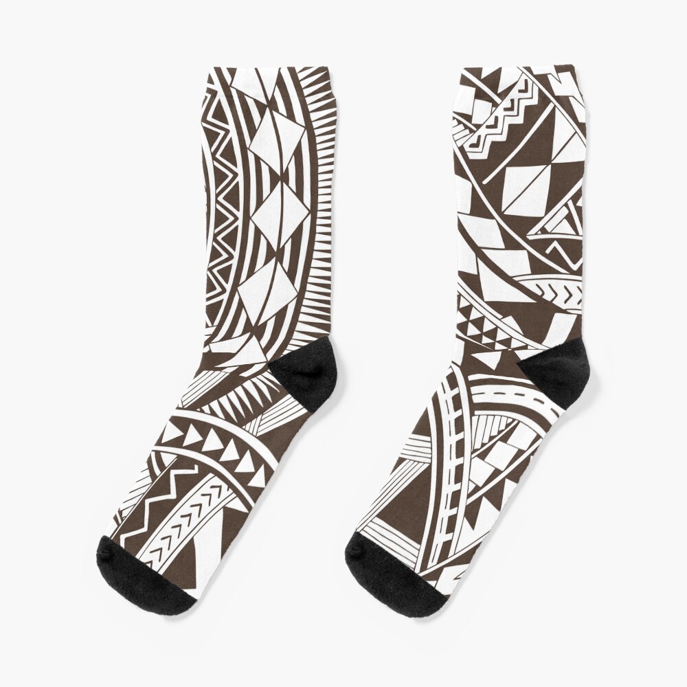 Dark brown white Samoan Polynesian tribal design A-Line Dress
