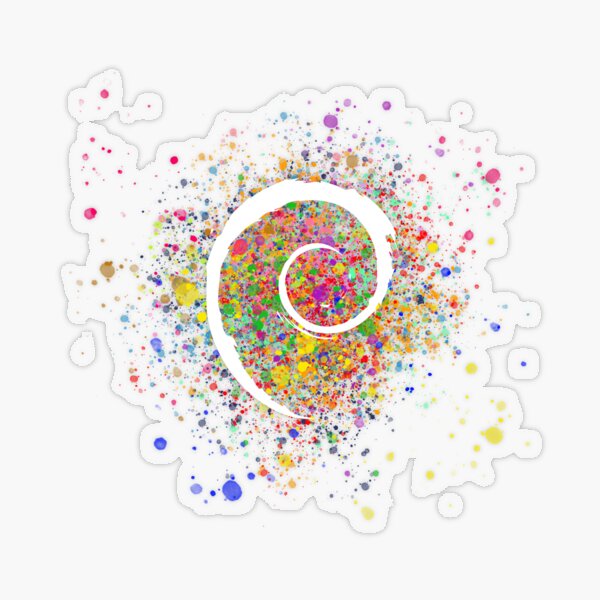Vista previa del artículo con la obra «Salpicadura de Debian», diseñado y vendido por bmlzootown.