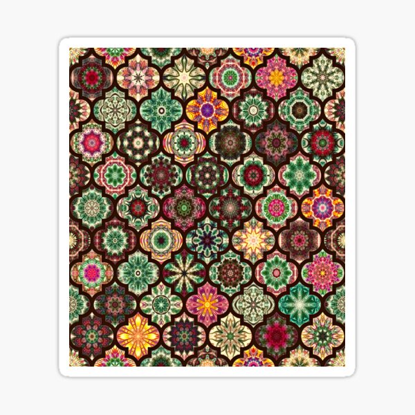Item preview, Moroccan Pattern Tiles, traditional colors designed and sold by Red Witch Art.