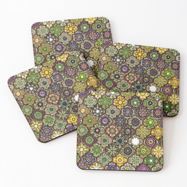 Item preview, Moroccan Tile pattern, metallic green designed and sold by Red Witch Art.
