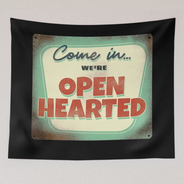 Item preview, Come in... We're Open Hearted Retro Sign Design designed and sold by danielliamgill.