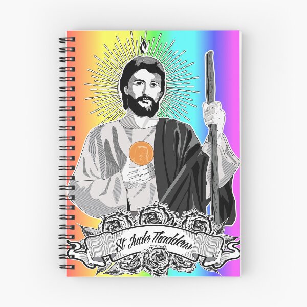 Item preview, St. Jude Thaddeus Image - Rainbow Background designed and sold by Obedience Exalted Merchandize.