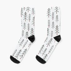 Fir tree doodle wood Socks