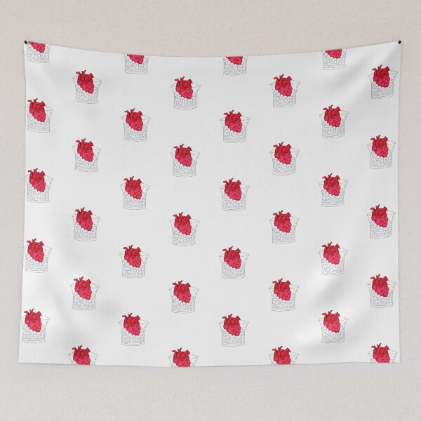 Item preview, Heart on Ice Cubes - simple drawing - pattern - white background designed and sold by Natasha Kolton.