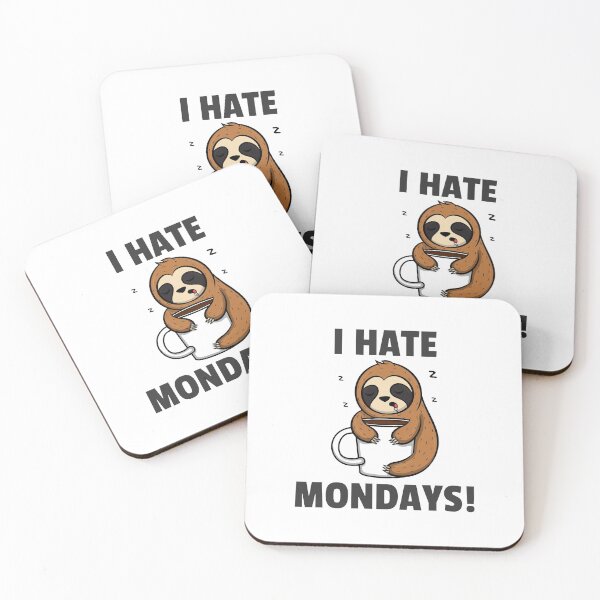 Item preview, I Hate Mondays Cute Tired Sloth Hugs Coffee designed and sold by Team150Designz.