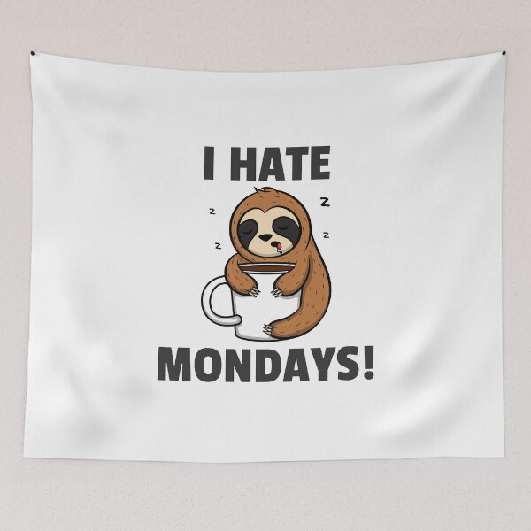 Item preview, I Hate Mondays Cute Tired Sloth Hugs Coffee designed and sold by Team150Designz.