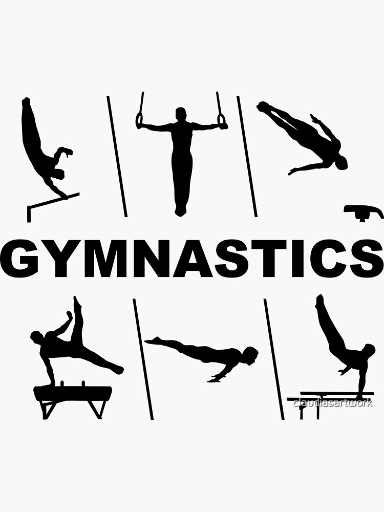 "Gymnastics, Gymnastics Men's Gymnastics" Sticker by claudiasartwork